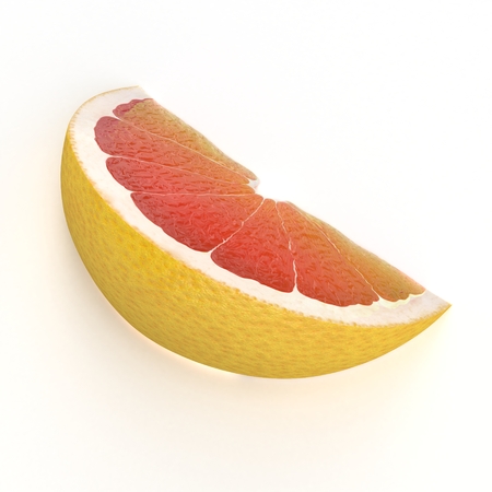 Slice section of ripe grapefruit isolated over the white background. 3D illustrationの写真素材