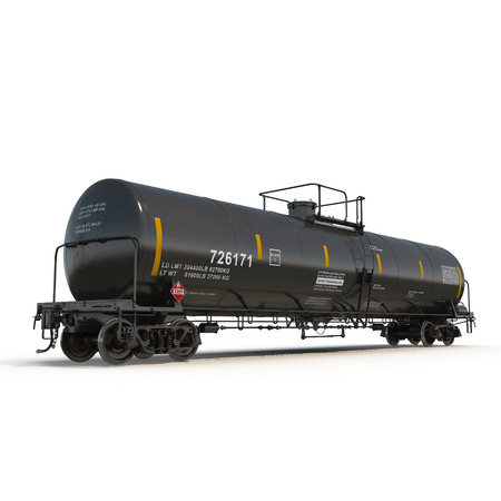 Oil tank car on white background. 3D illustrationの写真素材