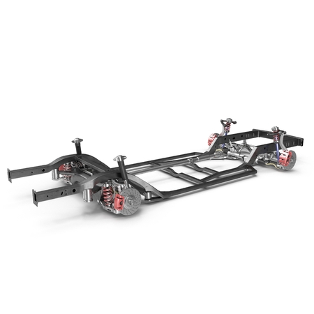 Car Chassis on white background. 3D illustrationの写真素材