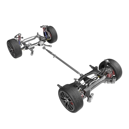 Car Chassis on white background. 3D illustrationの写真素材