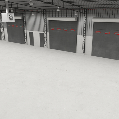 interior of a warehouse ,clean and empty. Angle from up. 3D illustrationの写真素材