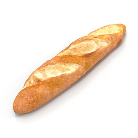 Fresh bread isolated on a white background. 3D illustrationの写真素材
