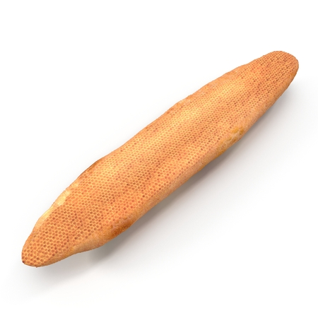 French baguette. Isolated on white background. 3D illustrationの写真素材