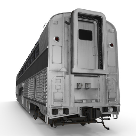 Modern doubledeck Railroad Wagon on white background. 3D illustrationの写真素材