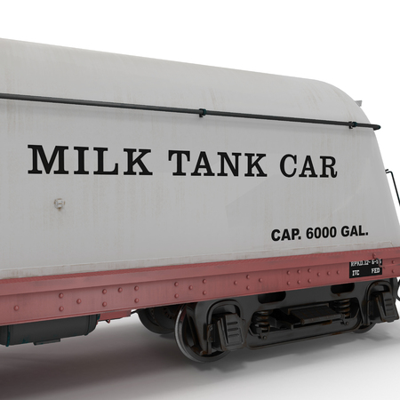 Milk Tank Train Car on white background. 3D illustrationの写真素材