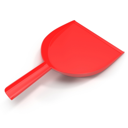 Red dustpan isolated on white background. 3D illustrationの写真素材