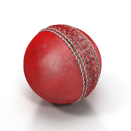 Cricket Ball on white. 3D illustrationの写真素材