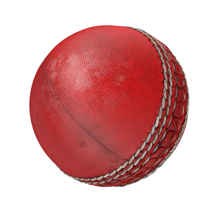 Used cricket ball isolated on white. 3D illustrationの写真素材