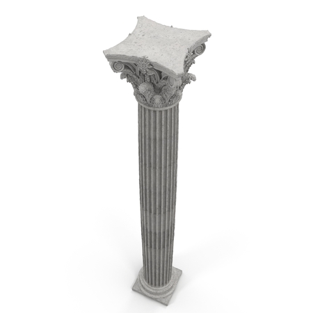 Corinthian Order Column on white. 3D illustrationの写真素材
