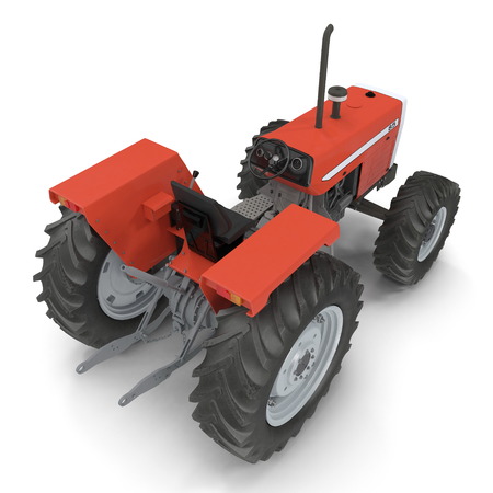 Vintage Farmall Tractor on white. 3D illustrationの写真素材