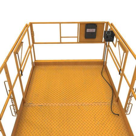 extended scissor lift on white. 3D illustrationの写真素材