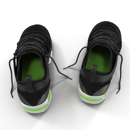 Convenient for sports mens sneakers in dark blue thick fabric. Presented on a white. 3D illustrationの写真素材