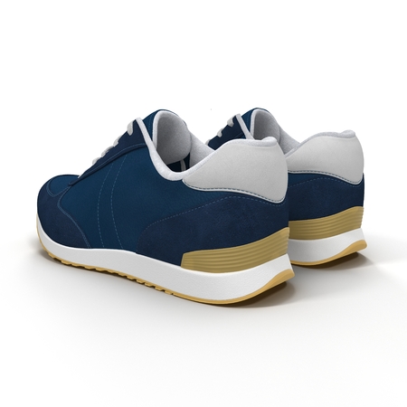 Pair of Blue sport shoes on white. 3D illustrationの写真素材