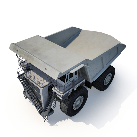 Very big dump-body truck on white background. 3D illustrationの写真素材