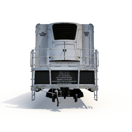 Railroad Refrigerator Car on white background. 3D illustrationの写真素材