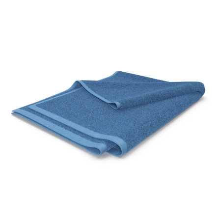 Folded blue bath towel isolated on white background. 3D illustrationの写真素材