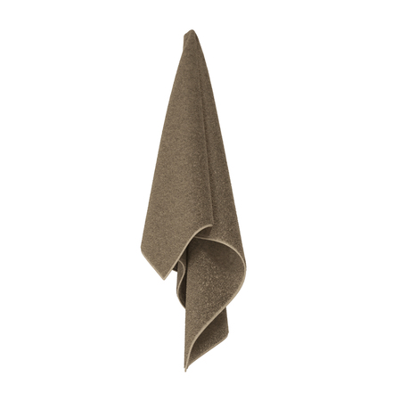 Squared kitchen brown towel hanging on white background. 3D illustrationの写真素材