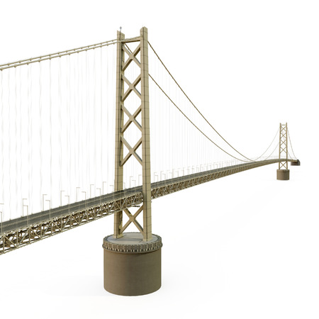 Akashi Kaiky Bridge on white background. 3D illustration