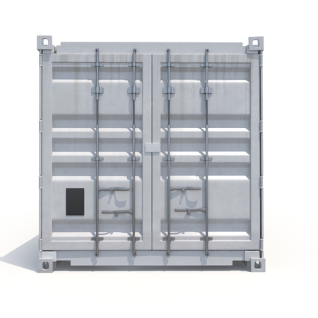 Freight shipping container isolated on white. Front view. 3D illustrationの写真素材