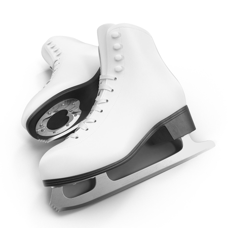 figure white skates isolated on white. 3D illustration, clipping pathの写真素材