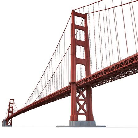 Golden Gate Bridge on white background. 3D illustrationの写真素材