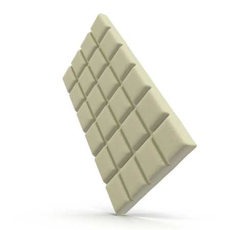 White chocolate bar on white background. 3D illustration, clipping pathの写真素材