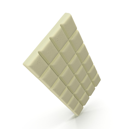 White chocolate bar on white background. 3D illustration, clipping pathの写真素材