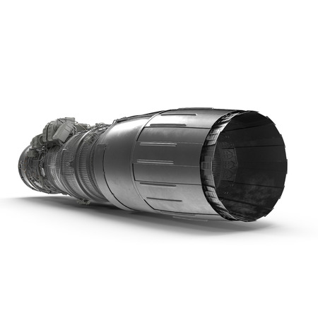 Jet engine on white. 3D illustration, clipping path