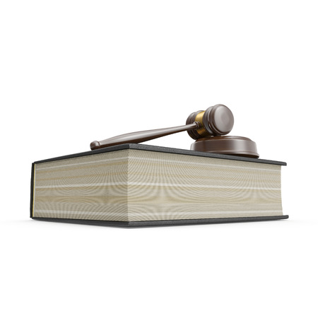 Law Book and Gavel on white background. 3D illustrationの写真素材
