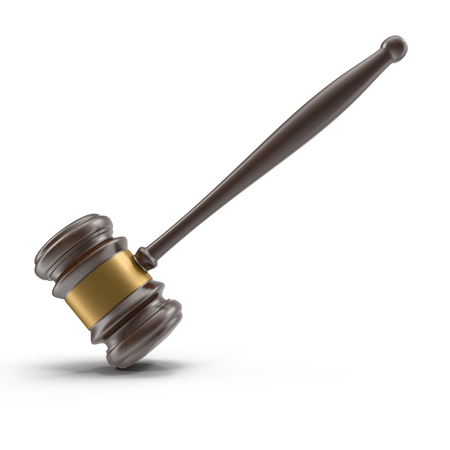 Judges or Auction Gavel isolated on white, 3D illustrationの写真素材