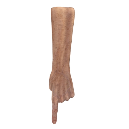 Wrinkled on old man hand skin on white. 3D illustrationの写真素材