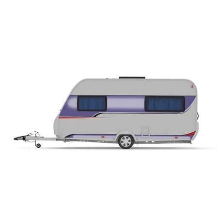 Caravan Trailer on white. Side view. 3D illustrationの写真素材