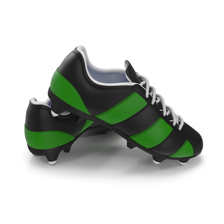Outdoor soccer cleats shoes on white. 3D illustrationの写真素材