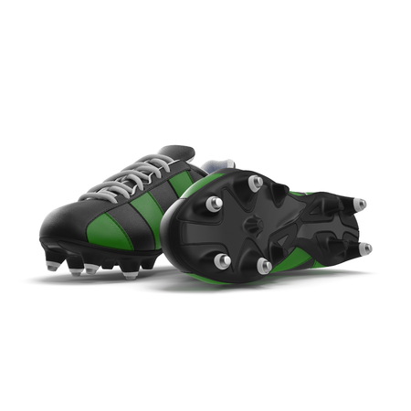 Outdoor soccer cleats shoes on white. 3D illustrationの写真素材