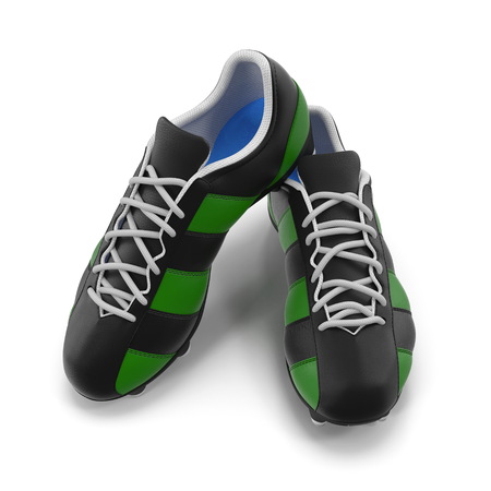 Outdoor soccer cleats shoes on white. 3D illustrationの写真素材