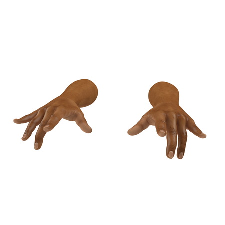 man hands on white. Front view. 3D illustration