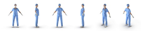 Nurse or young doctor standing in full body renders set from different angles on a white background. 3D illustrationの写真素材