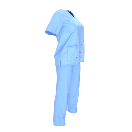 Blue doctor uniform blood-stained isolated on white. 3D illustrationの写真素材