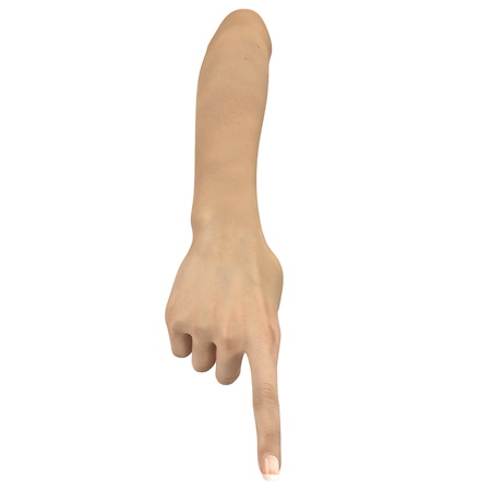 Female Hand finger point on white. 3D illustrationの写真素材