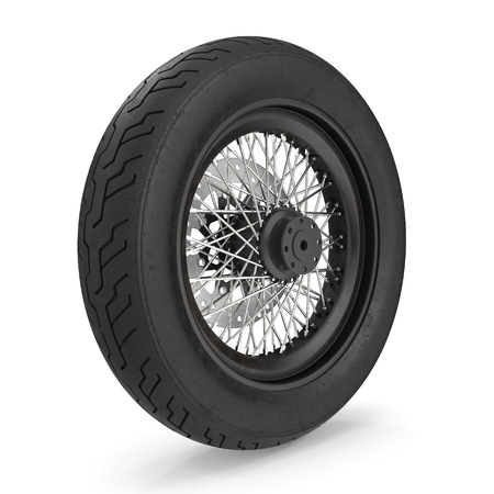 Motorcycle Back Wheel on white. 3D illustrationの写真素材