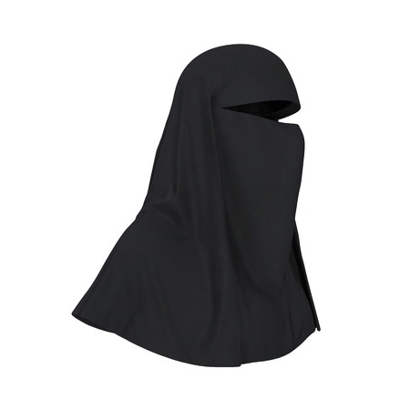 Muslim Islamic Women Burqa with Face Cover Niqab on white. 3D illustrationの写真素材
