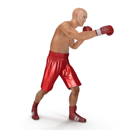 Male boxer on white. 3D illustrationの写真素材