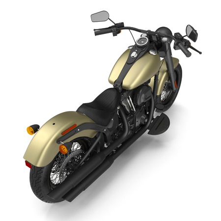 Old vintage motorcycle isolated on white. 3D illustrationの写真素材