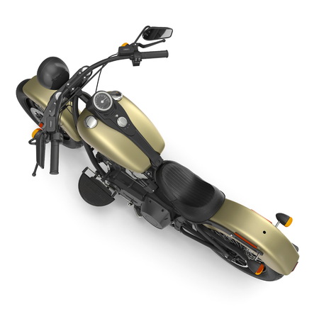 Old retro motorcycle isolated on white. 3D illustrationの写真素材