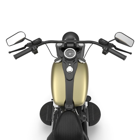 Old retro motorcycle isolated on white. 3D illustrationの写真素材