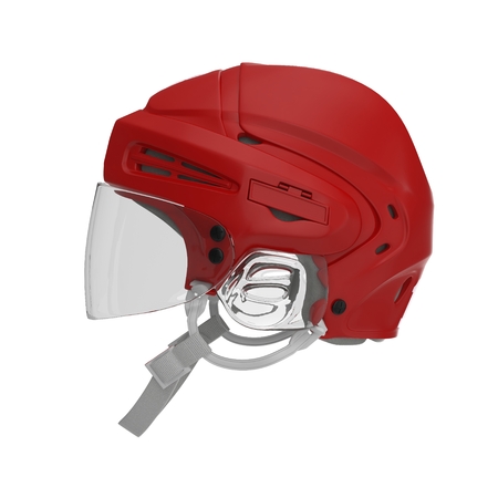 Red Hockey Helmet on white. 3D illustrationの写真素材