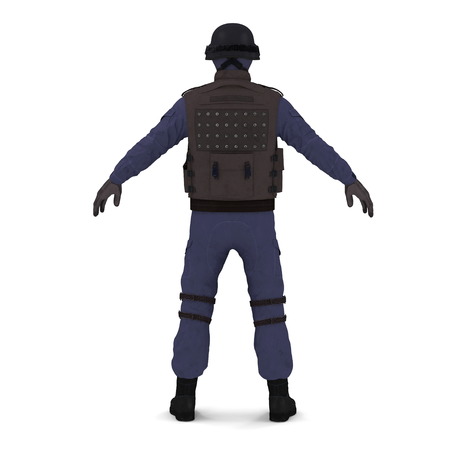 SWAT police officer on white. 3D illustrationの写真素材