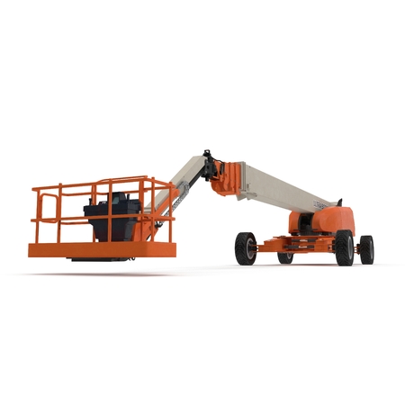 Engine Powered Scissor Lift on white. 3D illustration