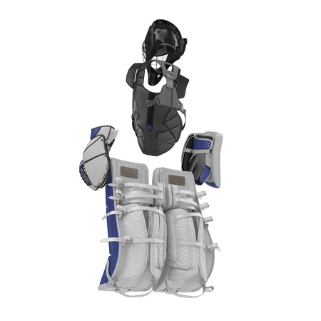 Hockey Goalie Protection Kit on white. 3D illustrationの写真素材