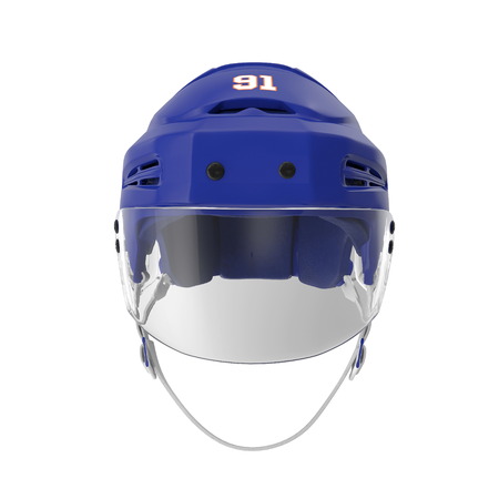 Blue Hockey Helmet on white. 3D illustrationの写真素材